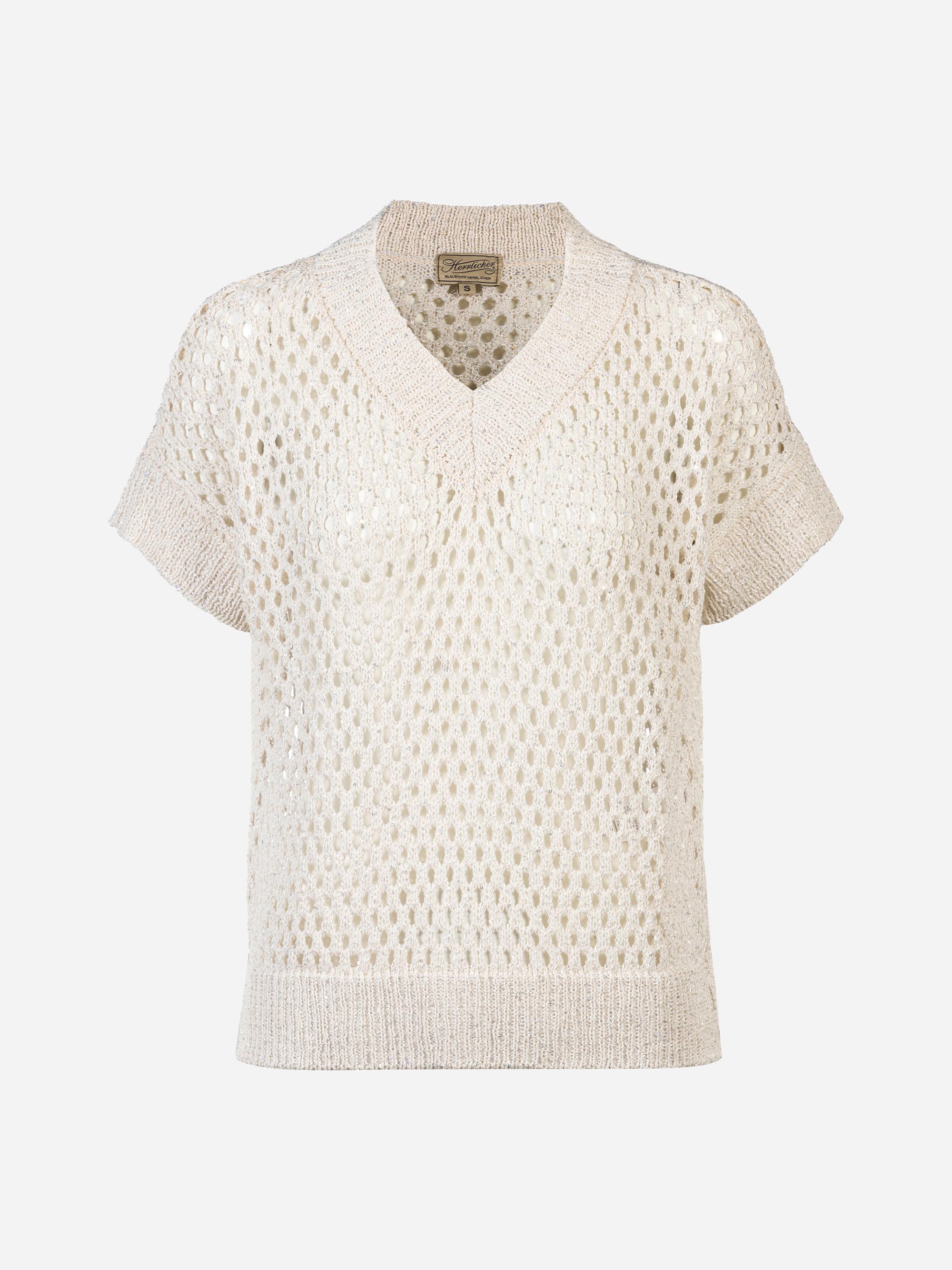 Modell Camie Lochstrick Pullover mit kurzen Ärmeln