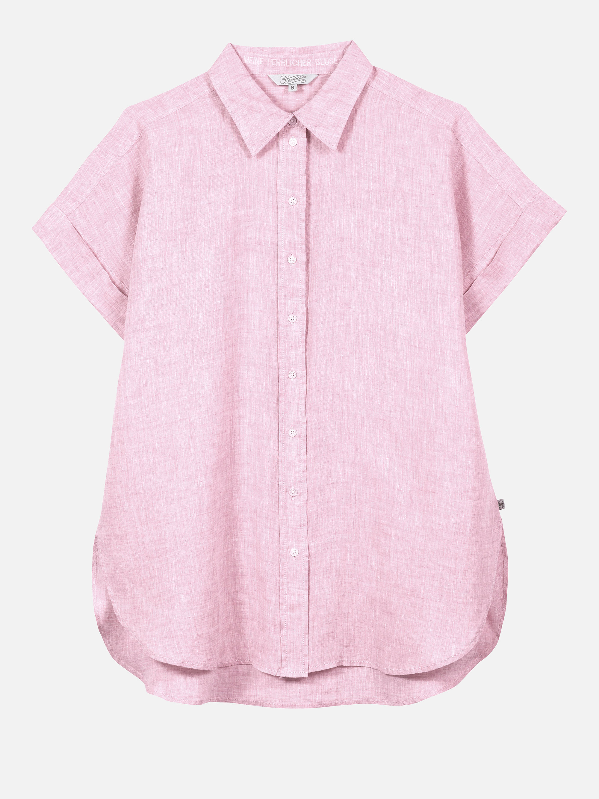 Modell  Lenora Kurzarm Bluse aus Leinen