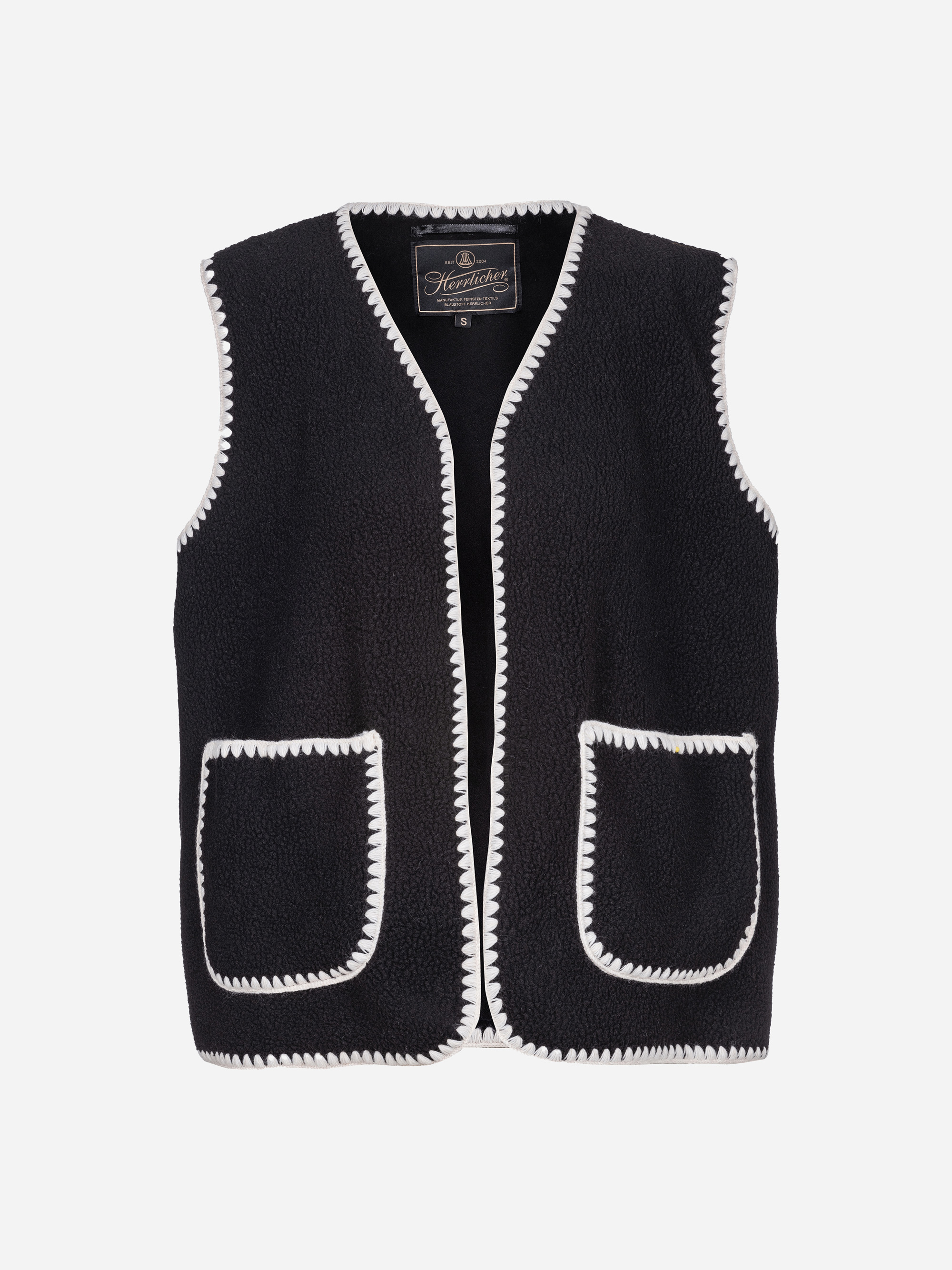 Modell Wika Sherling Weste aus veganem Leder