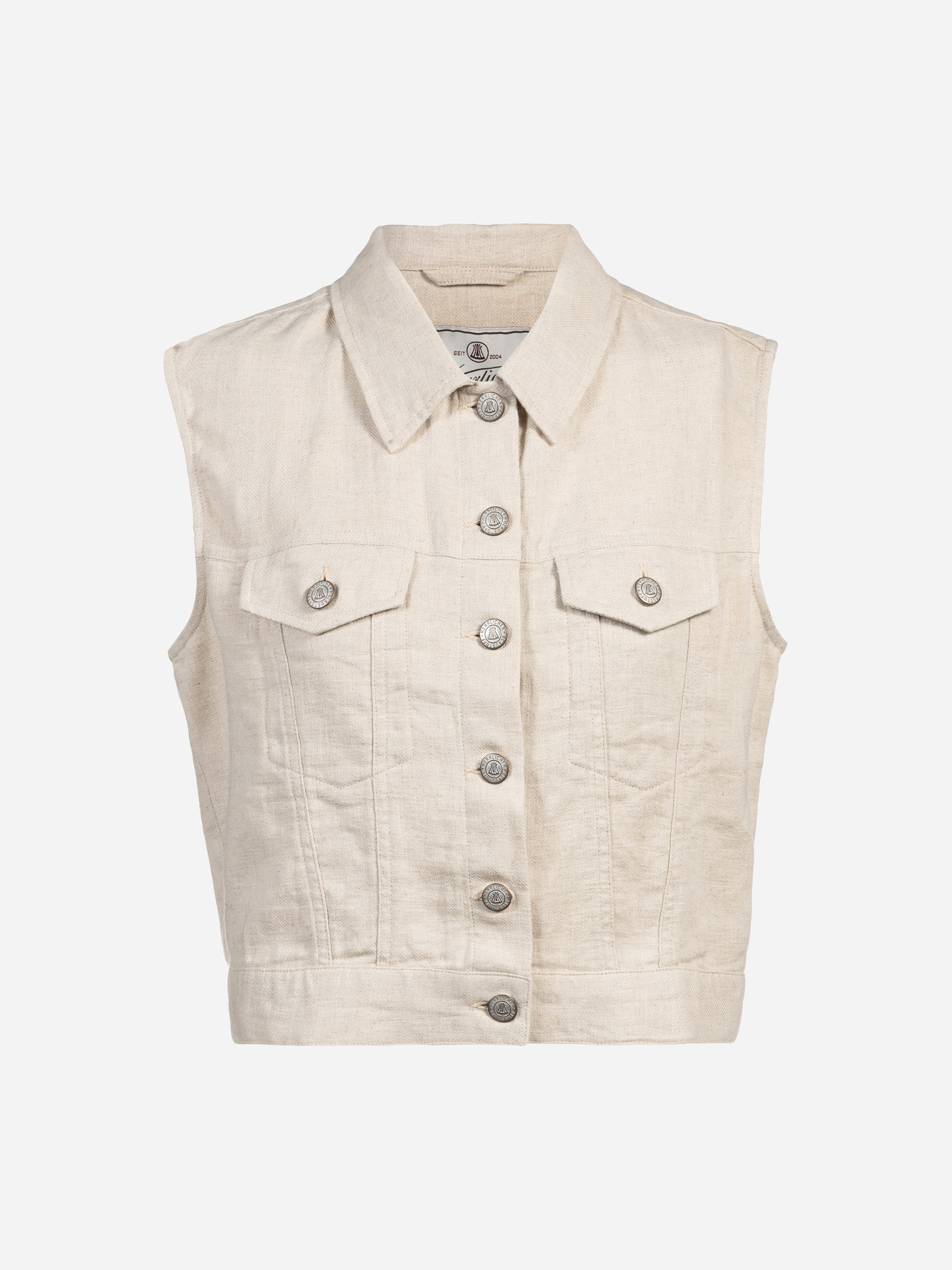 Modell Binie Weste aus Leinen und Baumwolle