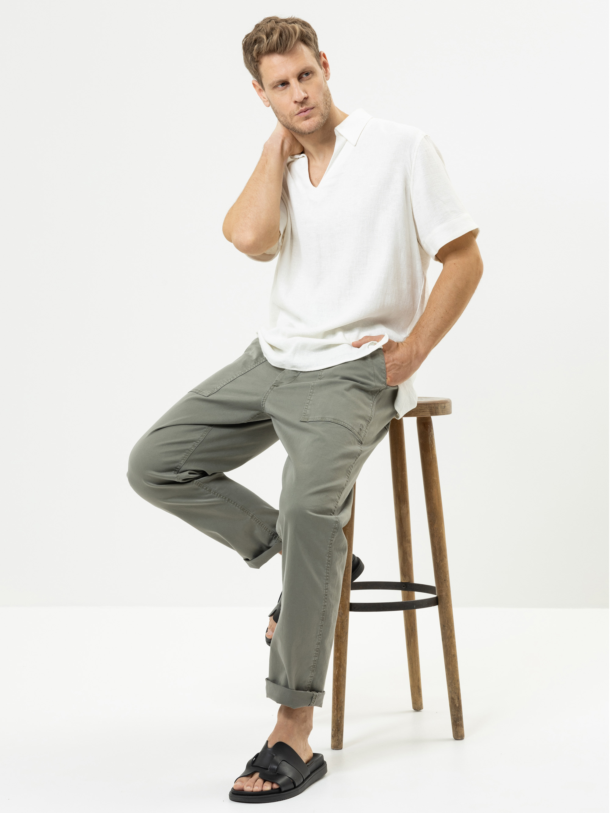 Modell Dexter Kurzarmhemd aus Leinen Canvas Mix